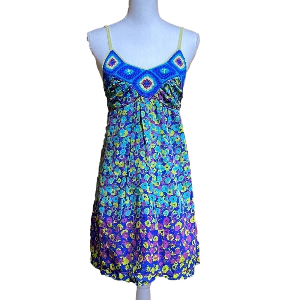 Chelsea & Violet Crochet Boho Spaghetti Strap Sun Dress Size Small - EUC